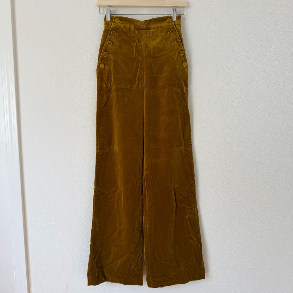Sezane NWT Maria Dela Orden MDLO Paz Velour Sailor Wide Leg Pants Size 32 US 0 - Picture 2 of 15